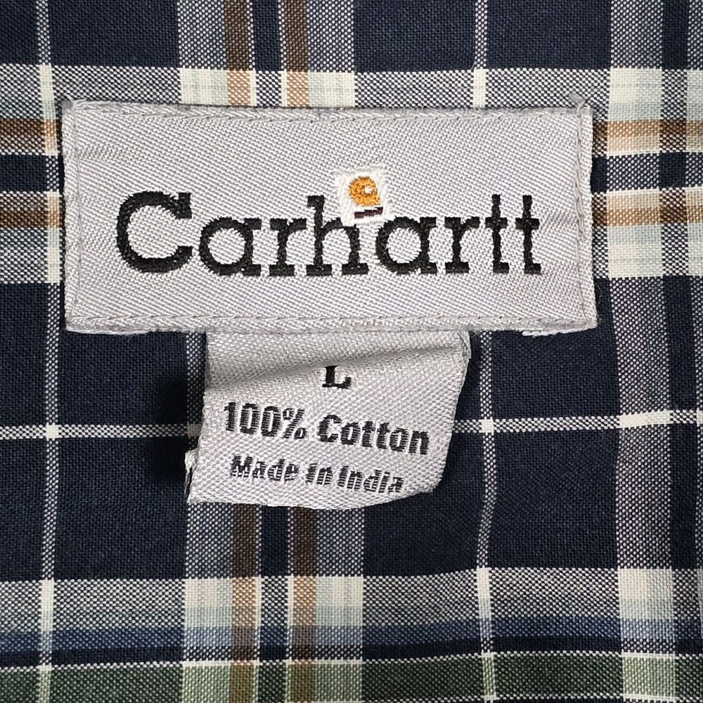 Carhartt Shirt Mens Large Plaid Short Sleeve Cotton Button Up - Picture 6 of 12